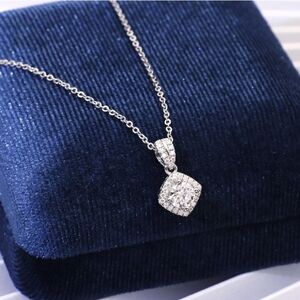 Certified 14K White Gold Pendant Necklace 0.5ct Moissanite Diamond S925 Gift